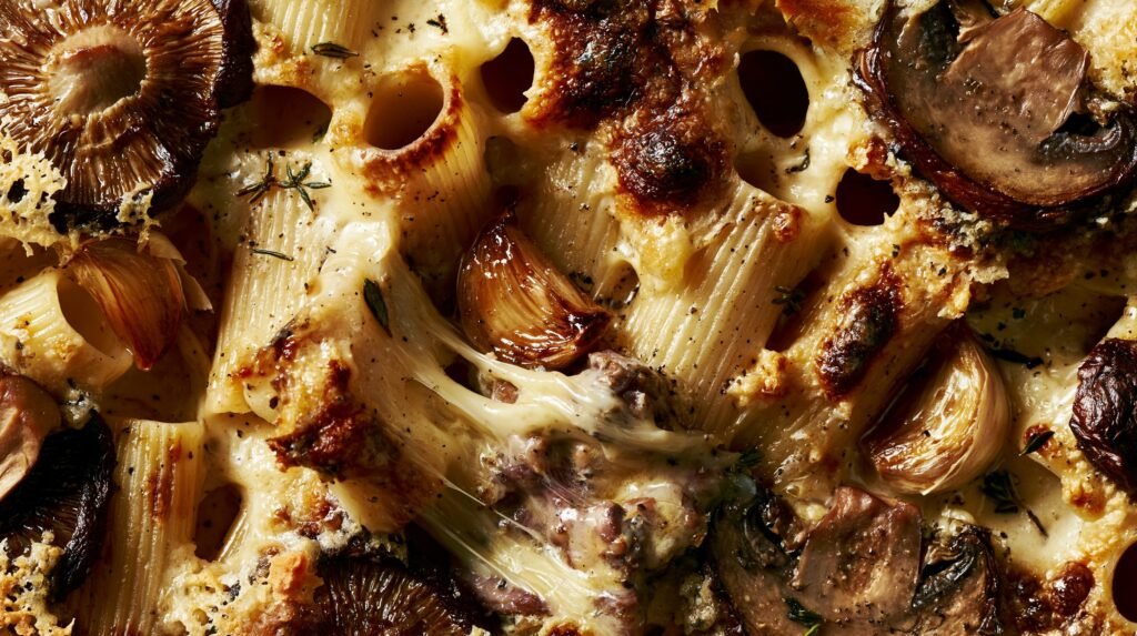 Creamy Mushroom, Garlic & Gruyere Pasta Bake
