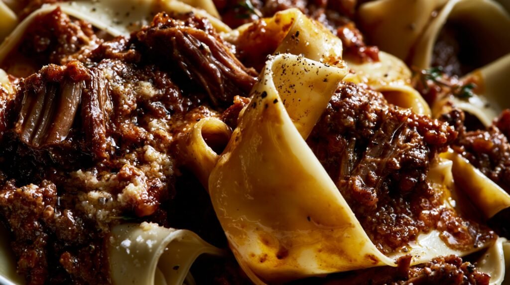 Slow-Cooked Beef Ragu with Brown Butter Parmesan Pappardelle