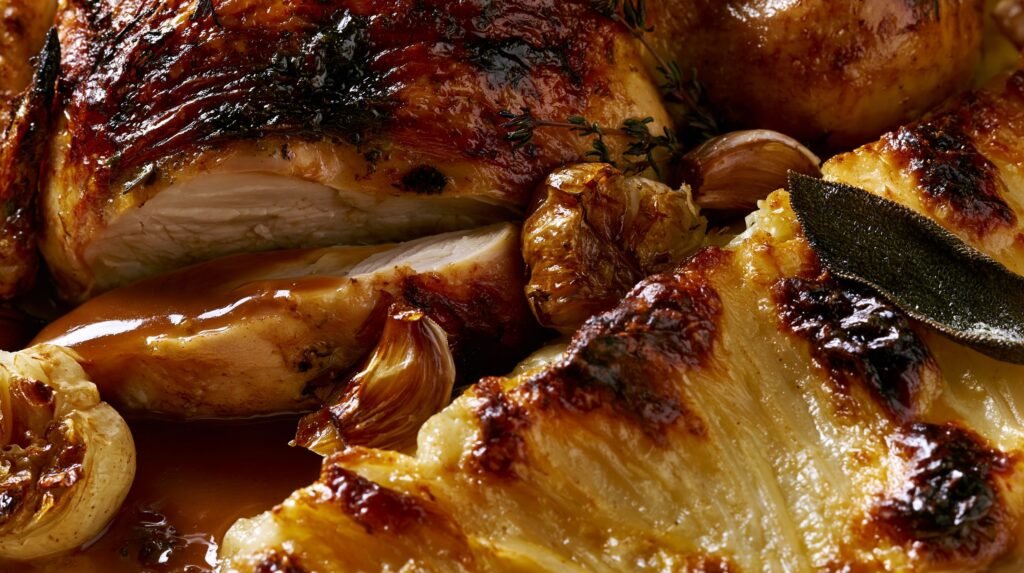 Roast Garlic & Herb Chicken with Parmesan Dauphinoise