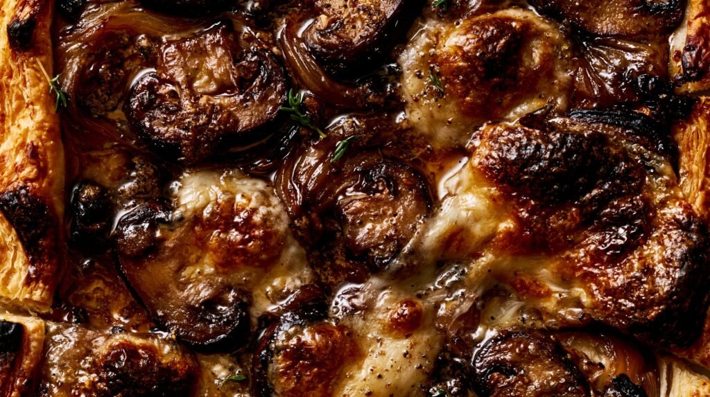Caramelised Onion, Mushroom & Gruyere Tart