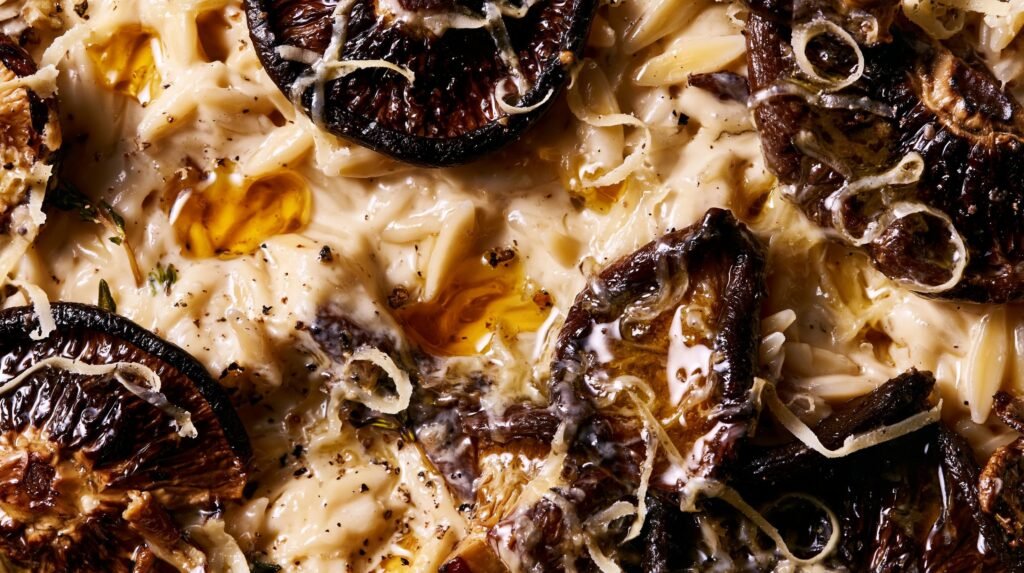 Creamy Garlic Butter Mushroom & Parmesan Orzo