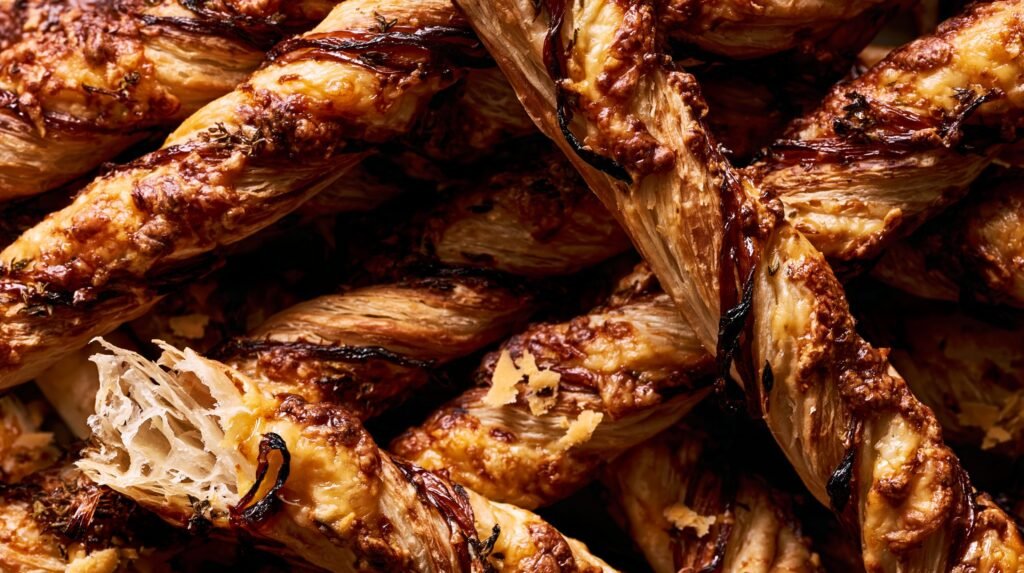 Cheddar, Caramelised Onion & Thyme Puff Pastry Twists