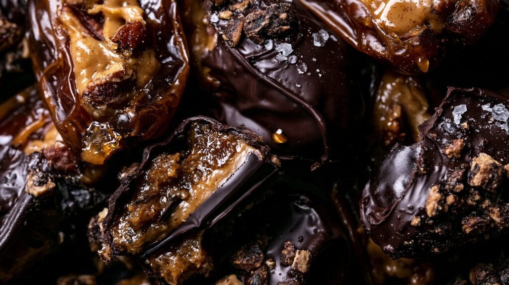 Maple-Pecan Stuffed Dates with Dark Chocolate
