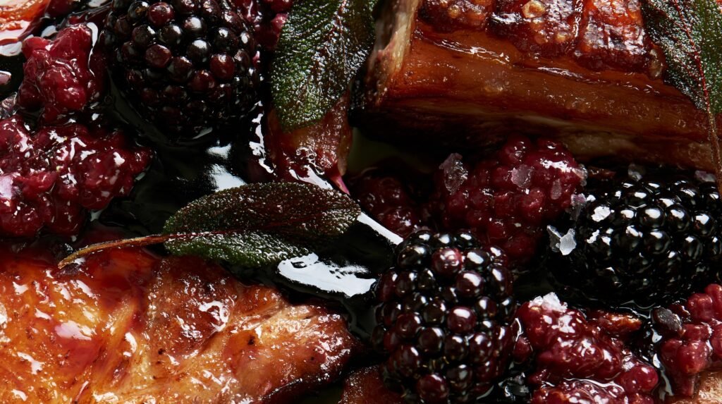 Pork Chops with Blackberry, Sage & Balsamic Glaze